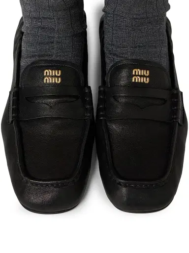 Miu Miu Women's Ruches Nappa Leather Loafers - Black - Size 11.5 | Thumbnail 5 Miu Miu Women's Ruches Nappa Leather Loafers - Black - Size 11.5 | Thumbnail 5