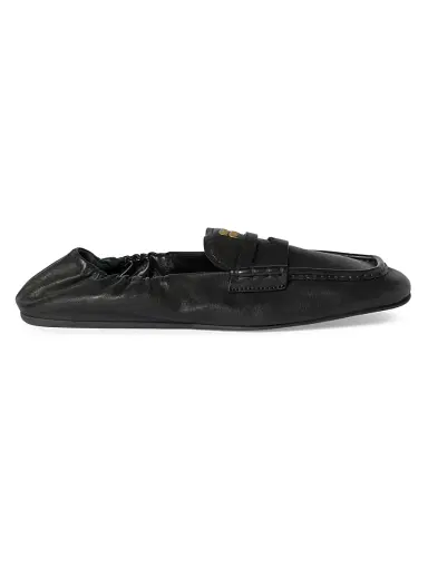 Miu Miu Women's Ruches Nappa Leather Loafers - Black - Size 11.5 | Thumbnail 1 Miu Miu Women's Ruches Nappa Leather Loafers - Black - Size 11.5 | Thumbnail 1