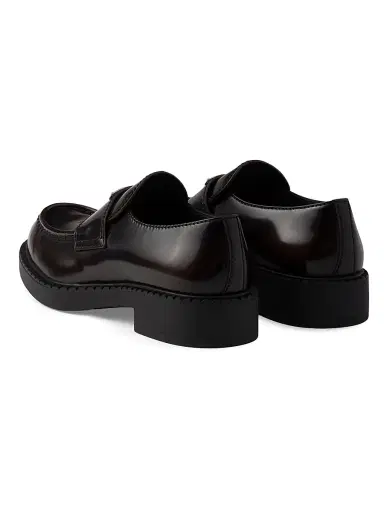 Prada Men's Brushed Leather Loafers - Brown | Thumbnail 4 Prada Men's Brushed Leather Loafers - Brown | Thumbnail 4
