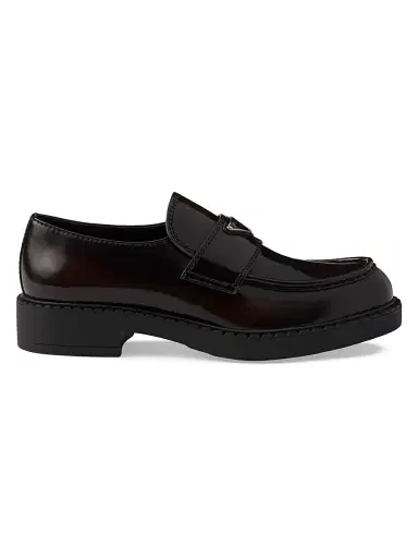 Prada Men's Brushed Leather Loafers - Brown | Thumbnail 1 Prada Men's Brushed Leather Loafers - Brown | Thumbnail 1