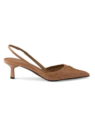 Prada Women's Woven Leather Slingback Pumps - Beige Khaki | Thumbnail 1 Prada Women's Woven Leather Slingback Pumps - Beige Khaki | Thumbnail 1