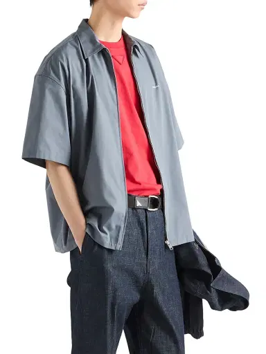 Prada Men's Short-Sleeved Technical Cotton Shirt - Grey - Size Medium | Thumbnail 2 Prada Men's Short-Sleeved Technical Cotton Shirt - Grey - Size Medium | Thumbnail 2