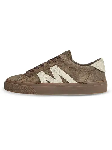 Moncler Men's Monaco2 Sneakers in Leather - Olive Green | Thumbnail 4 Moncler Men's Monaco2 Sneakers in Leather - Olive Green | Thumbnail 4