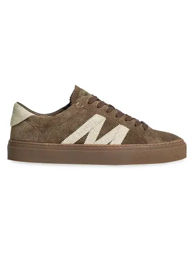 Moncler Men's Monaco2 Sneakers in Leather - Olive Green | Thumbnail 1 Moncler Men's Monaco2 Sneakers in Leather - Olive Green | Thumbnail 1