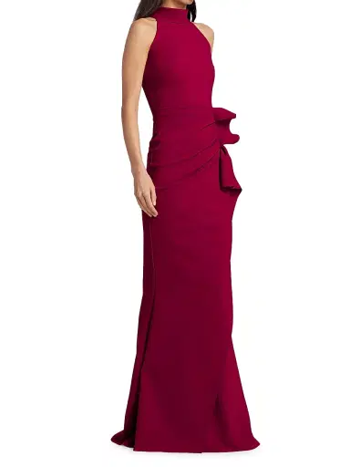 Chiara Boni La Petite Robe Women's Gudrum Halter Ruffle Gown | Thumbnail 2 Chiara Boni La Petite Robe Women's Gudrum Halter Ruffle Gown | Thumbnail 2