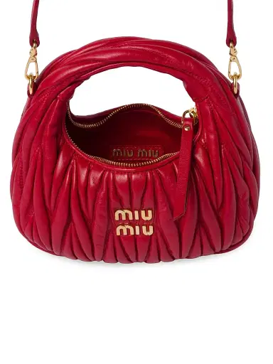 Miu Miu Women's Wander Matelassé Nappa Leather Hobo Mini-Bag | Thumbnail 4 Miu Miu Women's Wander Matelassé Nappa Leather Hobo Mini-Bag | Thumbnail 4