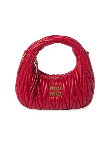 Miu Miu Women's Wander Matelassé Nappa Leather Hobo Mini-Bag | Thumbnail 1 Miu Miu Women's Wander Matelassé Nappa Leather Hobo Mini-Bag | Thumbnail 1