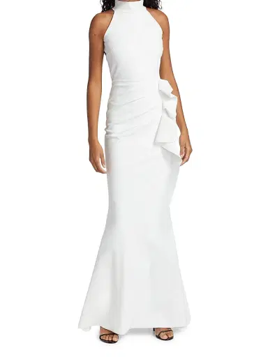 Chiara Boni La Petite Robe Women's Gudrum Halter Ruffle Gown - White - Size 14 | Thumbnail 2 Chiara Boni La Petite Robe Women's Gudrum Halter Ruffle Gown - White - Size 14 | Thumbnail 2