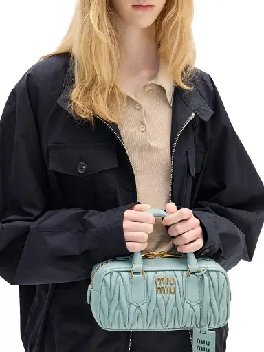 Miu Miu Women's Arcadie Matelassé Nappa Leather Top Handle Bag - Blue | Thumbnail 2 Miu Miu Women's Arcadie Matelassé Nappa Leather Top Handle Bag - Blue | Thumbnail 2