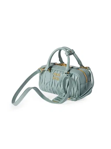 Miu Miu Women's Arcadie Matelassé Nappa Leather Top Handle Bag - Blue | Thumbnail 3 Miu Miu Women's Arcadie Matelassé Nappa Leather Top Handle Bag - Blue | Thumbnail 3