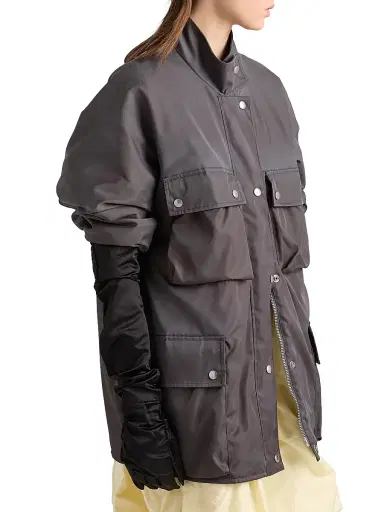 Prada Women's Washed Re-Nylon Rain Jacket - Grey - Size 2 | Thumbnail 3 Prada Women's Washed Re-Nylon Rain Jacket - Grey - Size 2 | Thumbnail 3