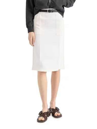 Prada Women's Compact Sablé Skirt - White | Thumbnail 2 Prada Women's Compact Sablé Skirt - White | Thumbnail 2