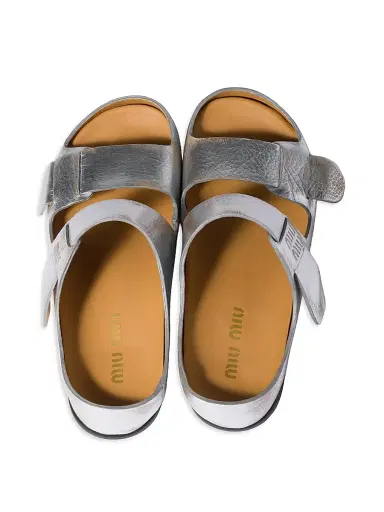 Miu Miu Women's Bleached Leather Sandals - Silver - Size 9.5 | Thumbnail 3 Miu Miu Women's Bleached Leather Sandals - Silver - Size 9.5 | Thumbnail 3