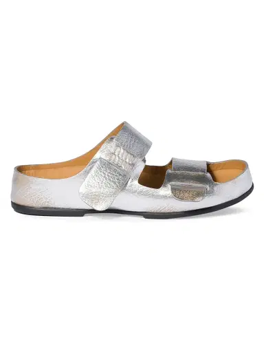 Miu Miu Women's Bleached Leather Sandals - Silver - Size 9.5 | Thumbnail 1 Miu Miu Women's Bleached Leather Sandals - Silver - Size 9.5 | Thumbnail 1