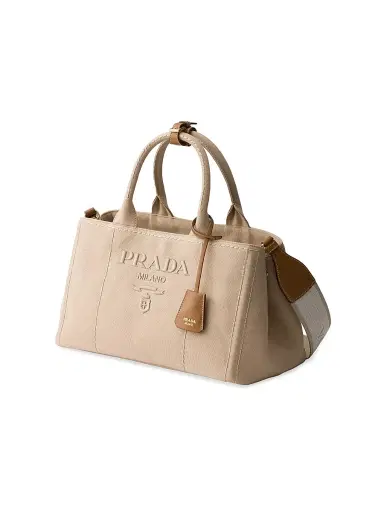 Prada Women's Jardinière Cotton Canvas Tote Bag - Beige Khaki | Thumbnail 2 Prada Women's Jardinière Cotton Canvas Tote Bag - Beige Khaki | Thumbnail 2