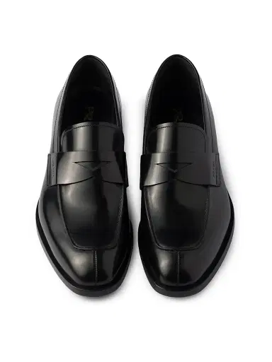 Prada Men's Brushed Leather Loafers - Black | Thumbnail 4 Prada Men's Brushed Leather Loafers - Black | Thumbnail 4