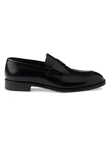 Prada Men's Brushed Leather Loafers - Black | Thumbnail 1 Prada Men's Brushed Leather Loafers - Black | Thumbnail 1