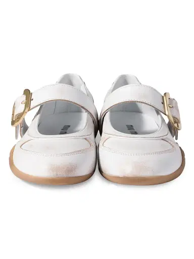Miu Miu Women's Gymnasium Leather Ballerinas with Strap and Buckle - White | Thumbnail 2 Miu Miu Women's Gymnasium Leather Ballerinas with Strap and Buckle - White | Thumbnail 2