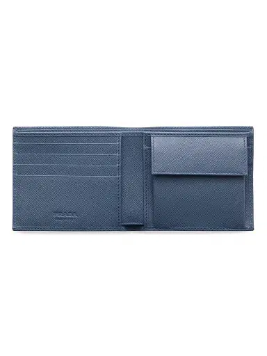 Prada Men's Saffiano Leather Wallet - Blue | Thumbnail 4 Prada Men's Saffiano Leather Wallet - Blue | Thumbnail 4