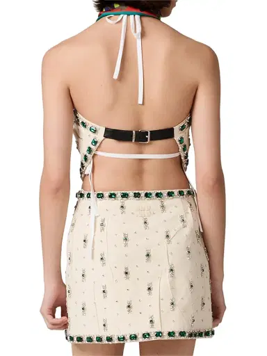 Miu Miu Women's Embroidered Canvas Top | Thumbnail 3 Miu Miu Women's Embroidered Canvas Top | Thumbnail 3