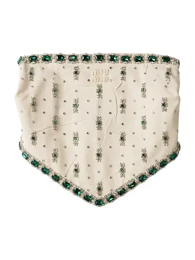 Miu Miu Women's Embroidered Canvas Top | Thumbnail 1 Miu Miu Women's Embroidered Canvas Top | Thumbnail 1