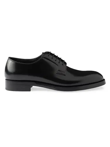Prada Men's Brushed Leather Lace-Up Shoes | Thumbnail 1 Prada Men's Brushed Leather Lace-Up Shoes | Thumbnail 1