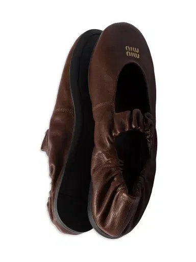 Miu Miu Women's Ruches Nappa Leather Ballerinas | Thumbnail 2 Miu Miu Women's Ruches Nappa Leather Ballerinas | Thumbnail 2