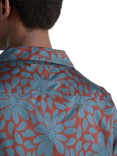 Prada Men's Short-Sleeved Cotton Blend Shirt - Dark Red - Size Medium | Thumbnail 5 Prada Men's Short-Sleeved Cotton Blend Shirt - Dark Red - Size Medium | Thumbnail 5