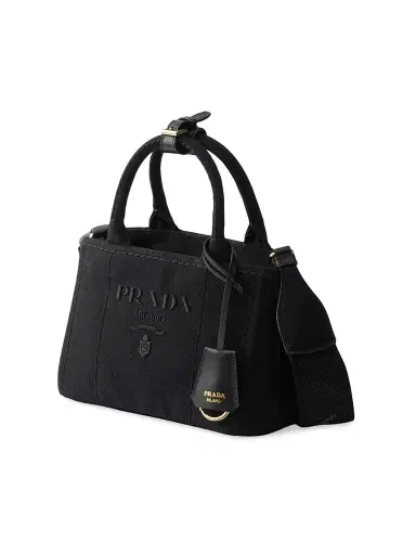 Prada Women's Jardinière Cotton Canvas Mini Top Handle Bag - Black | Thumbnail 2 Prada Women's Jardinière Cotton Canvas Mini Top Handle Bag - Black | Thumbnail 2