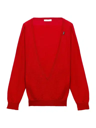 Prada Women's Cashmere V-Neck Sweater - Red - Size 8 | Thumbnail 1 Prada Women's Cashmere V-Neck Sweater - Red - Size 8 | Thumbnail 1
