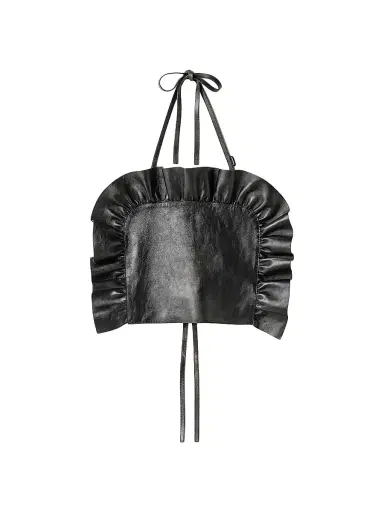 Miu Miu Women's Leather Top - Black | Thumbnail 1 Miu Miu Women's Leather Top - Black | Thumbnail 1