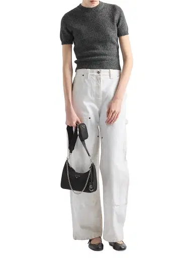 Prada Women's Re-Edition 2005 Nylon Shoulder Bag - Black Silver | Thumbnail 1 Prada Women's Re-Edition 2005 Nylon Shoulder Bag - Black Silver | Thumbnail 1