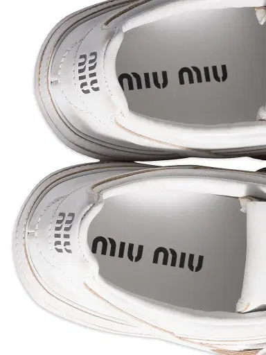 Miu Miu Women's Gymnasium Leather Sneakers with Strap and Buckle - White | Thumbnail 3 Miu Miu Women's Gymnasium Leather Sneakers with Strap and Buckle - White | Thumbnail 3