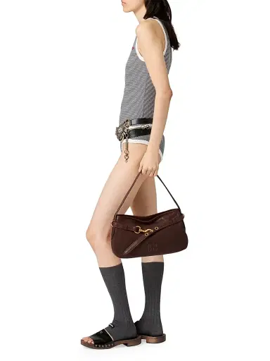 Miu Miu Women's Aventure Nappa Leather Shoulder Bag - Dark Brown | Thumbnail 2 Miu Miu Women's Aventure Nappa Leather Shoulder Bag - Dark Brown | Thumbnail 2