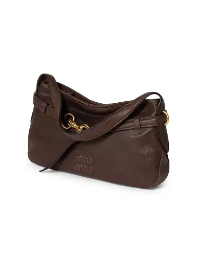 Miu Miu Women's Aventure Nappa Leather Shoulder Bag - Dark Brown | Thumbnail 3 Miu Miu Women's Aventure Nappa Leather Shoulder Bag - Dark Brown | Thumbnail 3