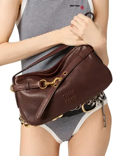 Miu Miu Women's Aventure Nappa Leather Shoulder Bag - Dark Brown | Thumbnail 7 Miu Miu Women's Aventure Nappa Leather Shoulder Bag - Dark Brown | Thumbnail 7