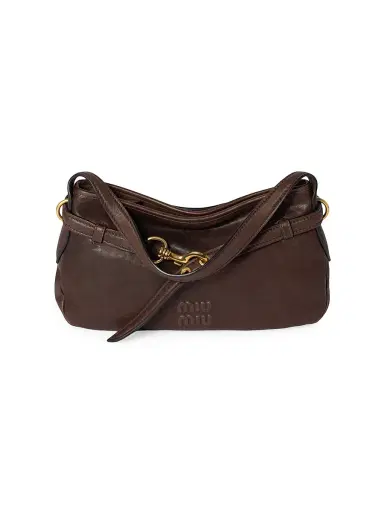 Miu Miu Women's Aventure Nappa Leather Shoulder Bag - Dark Brown | Thumbnail 1 Miu Miu Women's Aventure Nappa Leather Shoulder Bag - Dark Brown | Thumbnail 1