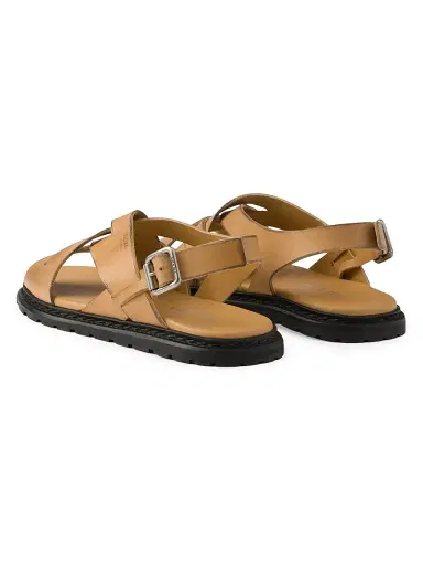 Prada Women's Antiqued Leather Sandals - Beige Khaki | Thumbnail 3 Prada Women's Antiqued Leather Sandals - Beige Khaki | Thumbnail 3