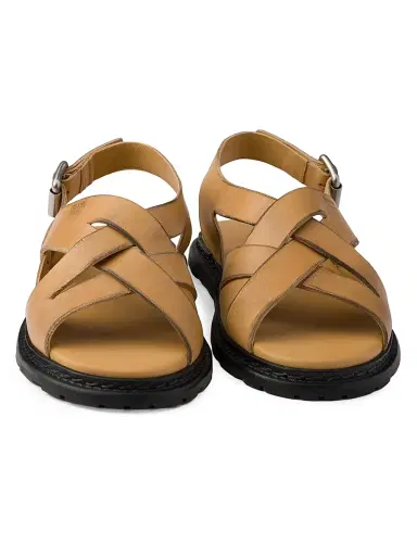 Prada Women's Antiqued Leather Sandals - Beige Khaki | Thumbnail 4 Prada Women's Antiqued Leather Sandals - Beige Khaki | Thumbnail 4