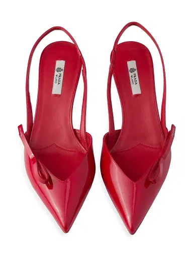 Prada Women's Patent Leather Slingback Pumps - Red | Thumbnail 4 Prada Women's Patent Leather Slingback Pumps - Red | Thumbnail 4