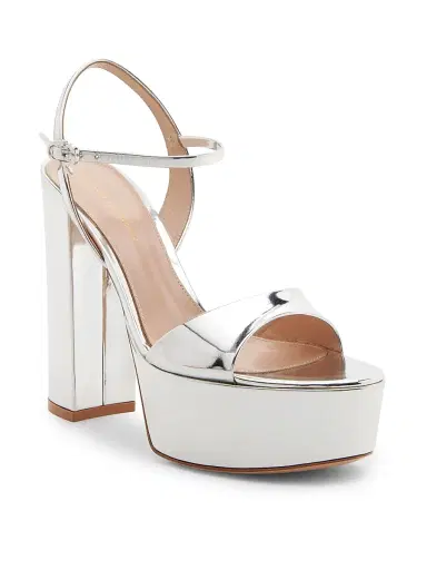 Gianvito Rossi Women's 0MM Metallic Leather Platform Sandals - Silver | Thumbnail 2 Gianvito Rossi Women's 0MM Metallic Leather Platform Sandals - Silver | Thumbnail 2