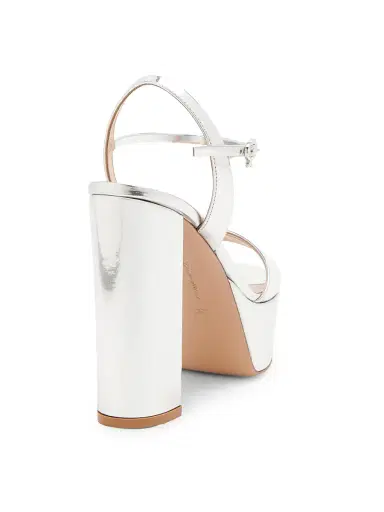 Gianvito Rossi Women's 0MM Metallic Leather Platform Sandals - Silver | Thumbnail 3 Gianvito Rossi Women's 0MM Metallic Leather Platform Sandals - Silver | Thumbnail 3