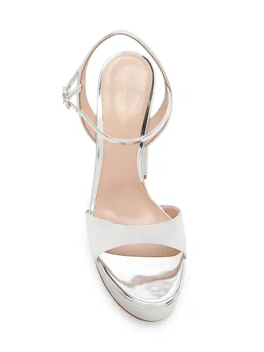 Gianvito Rossi Women's 0MM Metallic Leather Platform Sandals - Silver | Thumbnail 4 Gianvito Rossi Women's 0MM Metallic Leather Platform Sandals - Silver | Thumbnail 4