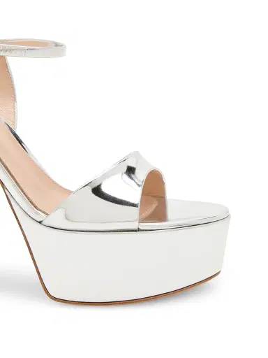 Gianvito Rossi Women's 0MM Metallic Leather Platform Sandals - Silver | Thumbnail 5 Gianvito Rossi Women's 0MM Metallic Leather Platform Sandals - Silver | Thumbnail 5