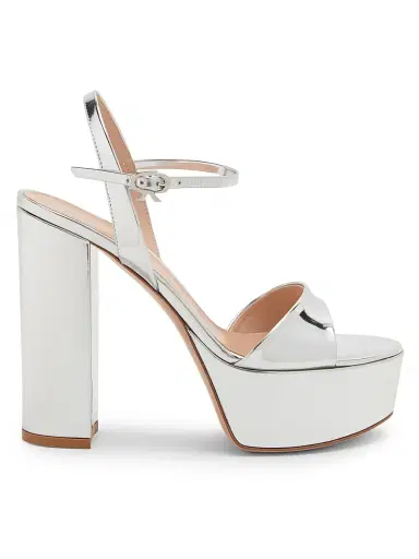 Gianvito Rossi Women's 0MM Metallic Leather Platform Sandals - Silver | Thumbnail 1 Gianvito Rossi Women's 0MM Metallic Leather Platform Sandals - Silver | Thumbnail 1