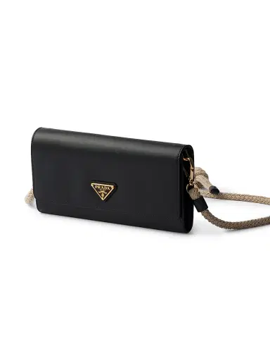Prada Women's Leather Wallet with Shoulder Strap - Black | Thumbnail 3 Prada Women's Leather Wallet with Shoulder Strap - Black | Thumbnail 3
