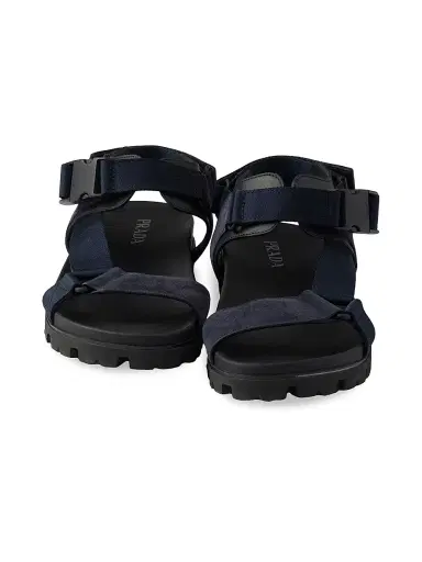 Prada Men's Suede and Woven Tape Sporty Sandals - Blue | Thumbnail 2 Prada Men's Suede and Woven Tape Sporty Sandals - Blue | Thumbnail 2