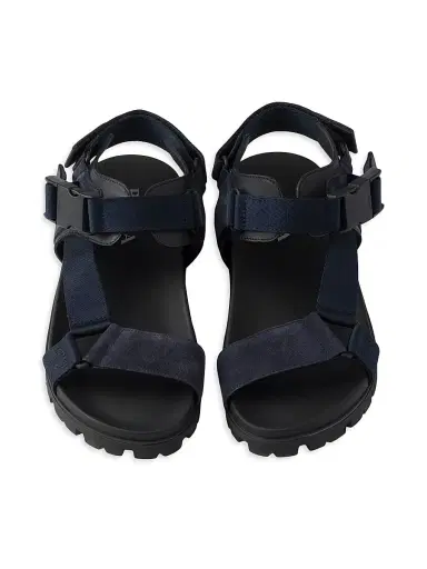 Prada Men's Suede and Woven Tape Sporty Sandals - Blue | Thumbnail 4 Prada Men's Suede and Woven Tape Sporty Sandals - Blue | Thumbnail 4