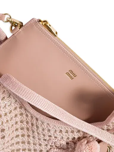 Miu Miu Women's Ivy Raffia Crochet Shoulder Bag | Thumbnail 4 Miu Miu Women's Ivy Raffia Crochet Shoulder Bag | Thumbnail 4