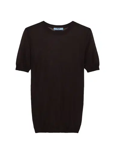 Prada Women's Cashmere and Silk Crew-Neck Sweater - Brown - Size 8 | Thumbnail 1 Prada Women's Cashmere and Silk Crew-Neck Sweater - Brown - Size 8 | Thumbnail 1
